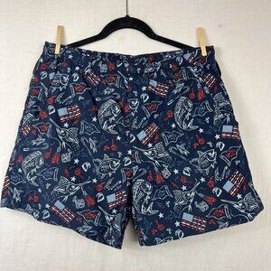 Columbia PFG Pull On Swim Trunks Mesh Liner‎ Mens M Patriotic Performance Navy
